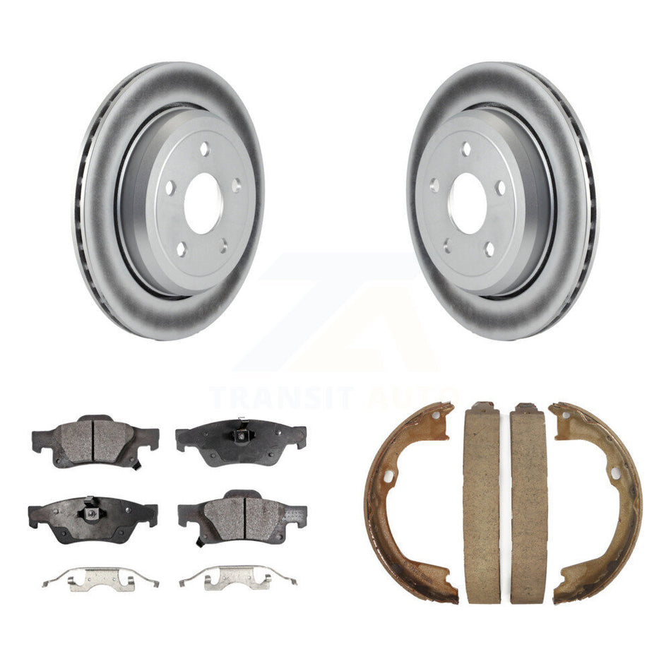 Rear Disc Coated Rotors Semi-Metallic Pads & Parking Shoes Kit For Jeep Grand Cherokee WK KGF-103443