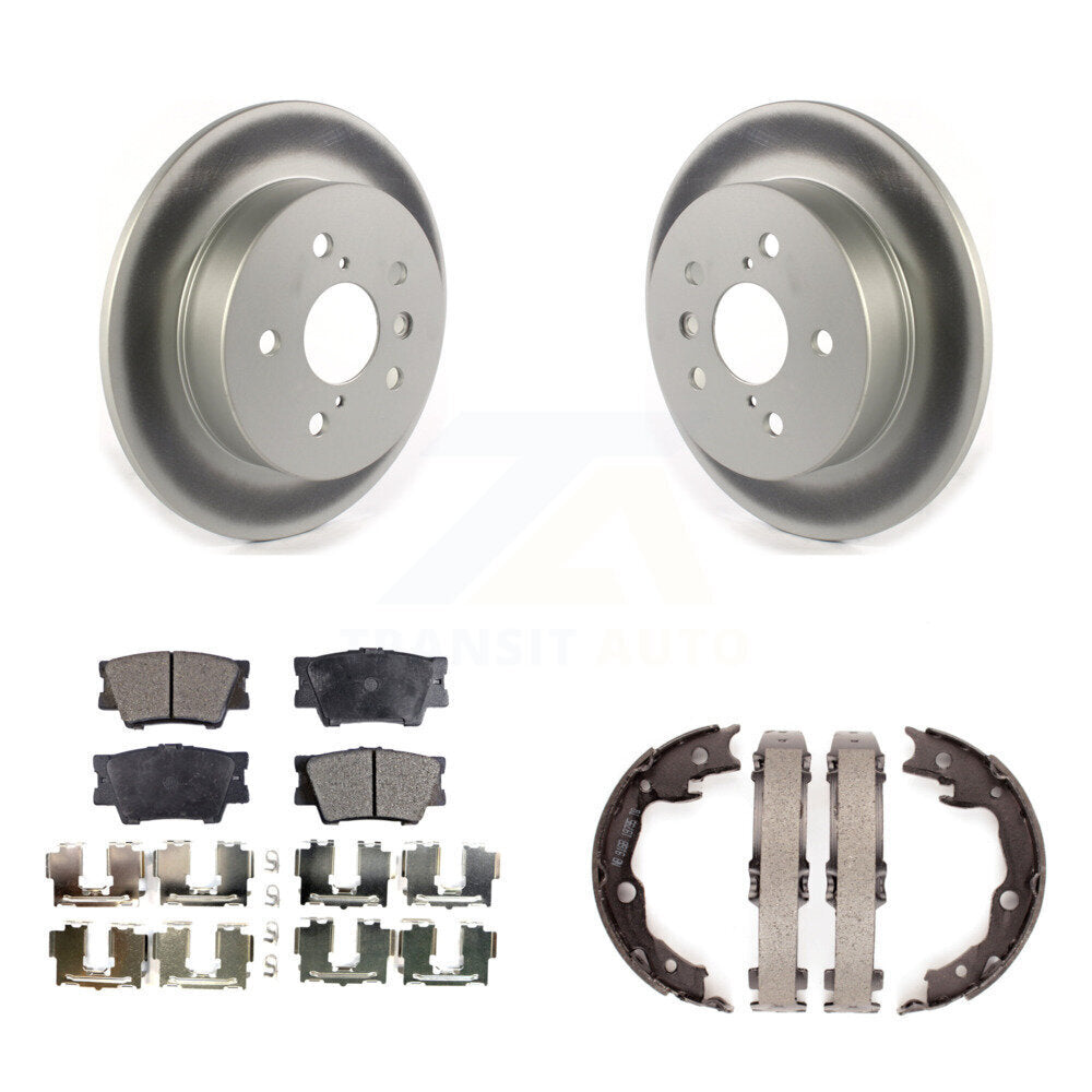 Rear Disc Coated Rotors Semi-Metallic Pads And Parking Brake Shoes Kit For Toyota Camry KGF-103445