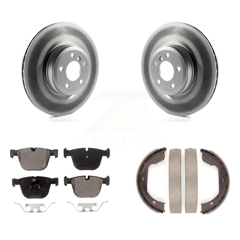 Rear Disc Coated Rotors Semi-Metallic Pads Parking Shoes Kit For BMW 750i xDrive 750Li GT KGF-103452