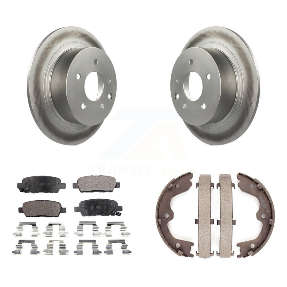 Rear Disc Coated Rotors Semi-Metallic Pads And Parking Shoes Kit For Nissan Altima Maxima KGF-103457
