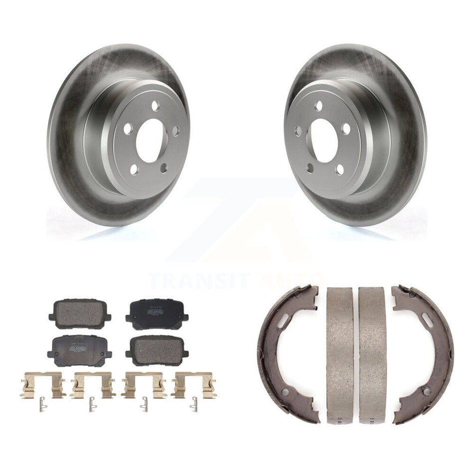 Rear Disc Coated Rotors Semi-Metallic Pads And Parking Brake Shoes Kit For Dodge Charger KGF-103464