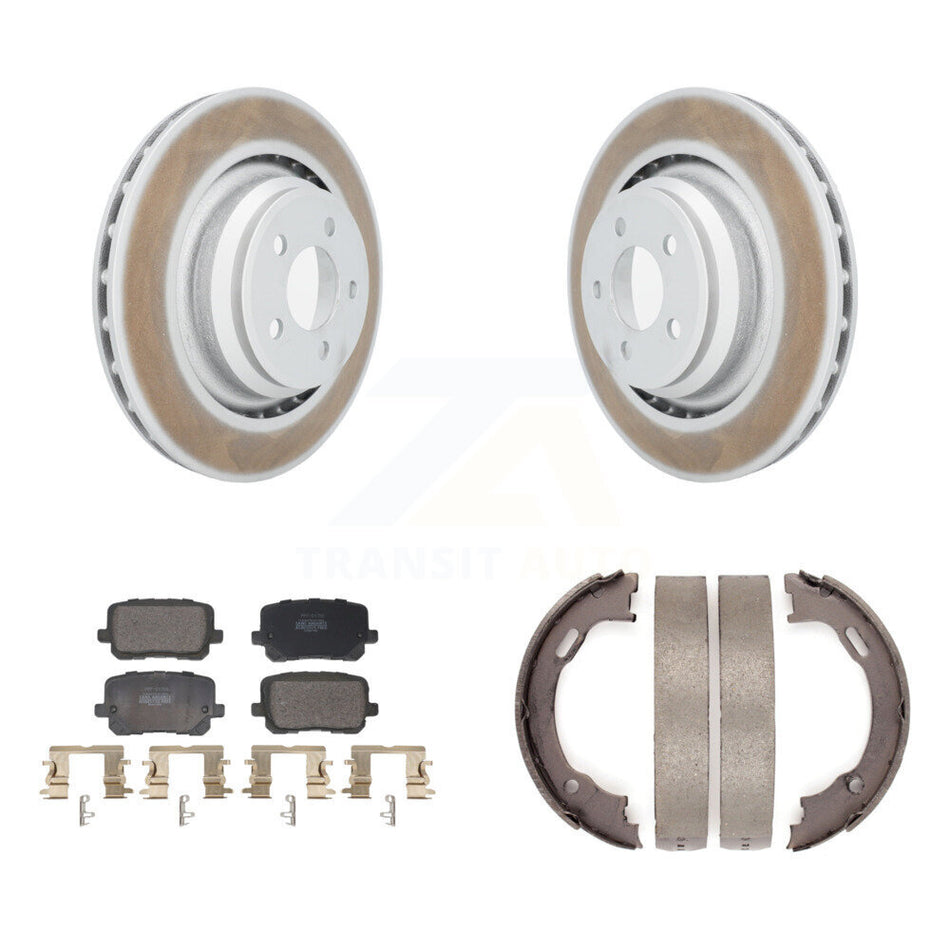 Rear Disc Coated Rotors Semi-Metallic Pads And Parking Brake Shoes Kit For Dodge Charger KGF-103465