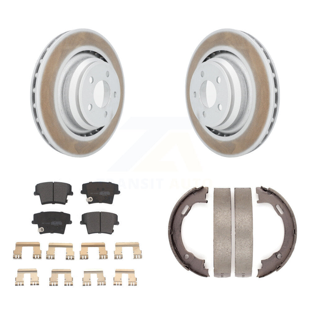Rear Disc Coated Rotors Semi-Metallic Pads And Parking Brake Shoes Kit For Dodge Charger KGF-103467