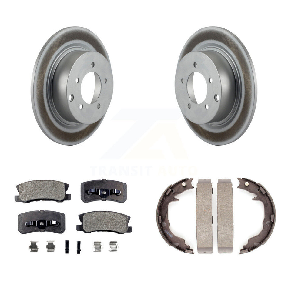 Rear Disc Coated Rotors Semi-Metallic Pads Parking Shoes Kit For Jeep Mitsubishi Patriot KGF-103472