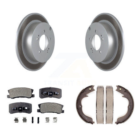 Rear Disc Coated Rotors Semi-Metallic Pads Parking Brake Shoes Kit For Mitsubishi Lancer KGF-103474