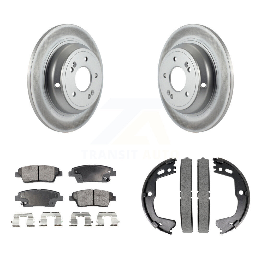 Rear Disc Coated Rotors Semi-Metallic Pads And Parking Shoes Kit For Hyundai Genesis G80 KGF-103476
