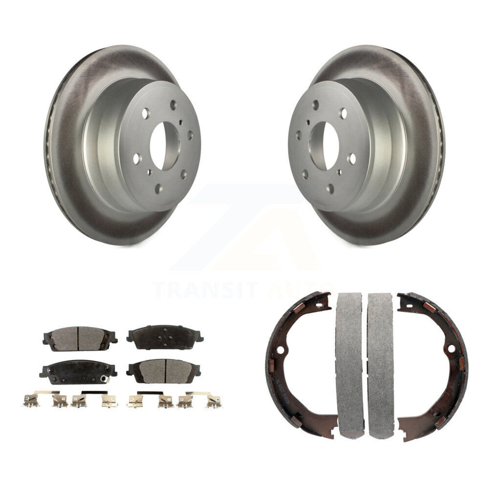 Rear Disc Coated Rotors Semi-Metallic Pads Parking Shoes Kit For GMC Chevrolet Sierra LD KGF-103479