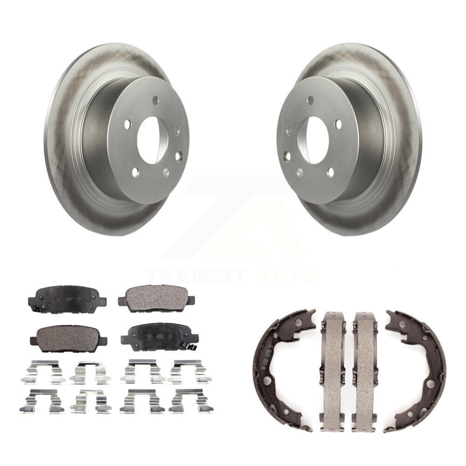 Rear Disc Coated Rotors Semi-Metallic Pads Parking Brake Shoes Kit For Nissan Sentra Juke KGF-103486