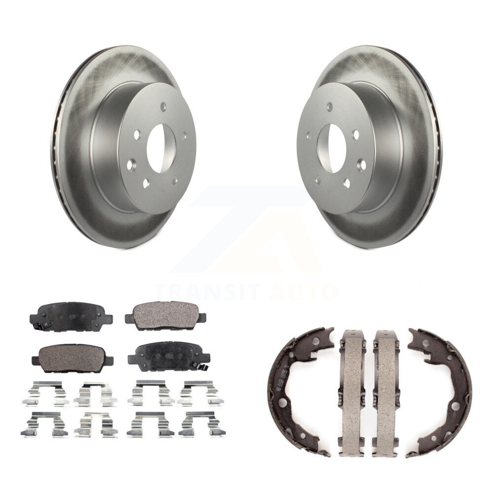 Rear Disc Coated Rotors Semi-Metallic Pads & Parking Shoes Kit For Nissan Rogue LEAF Juke KGF-103487