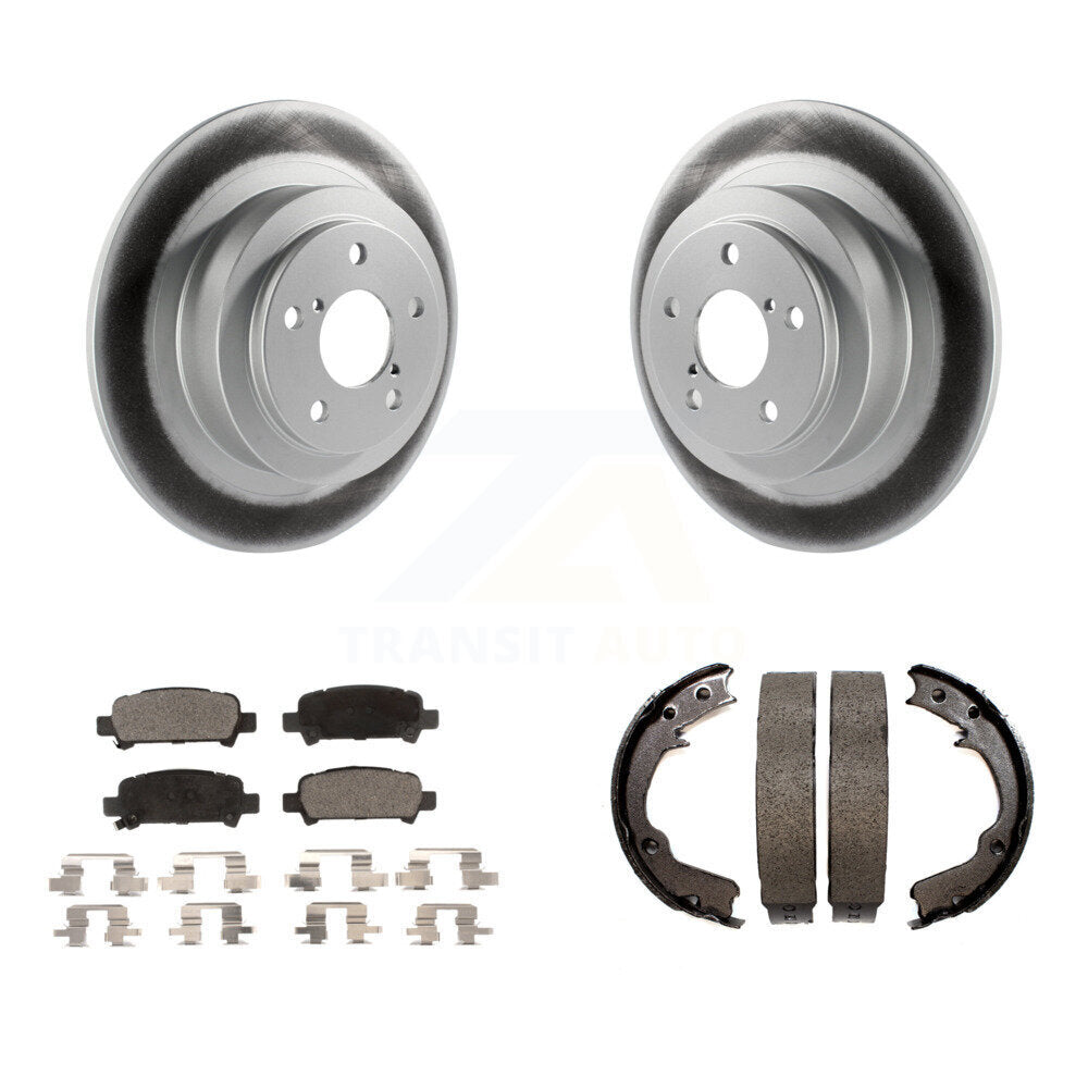 Rear Disc Coated Rotors Semi-Metallic Pads Parking Brake Shoes Kit For 2000 Subaru Legacy KGF-103489
