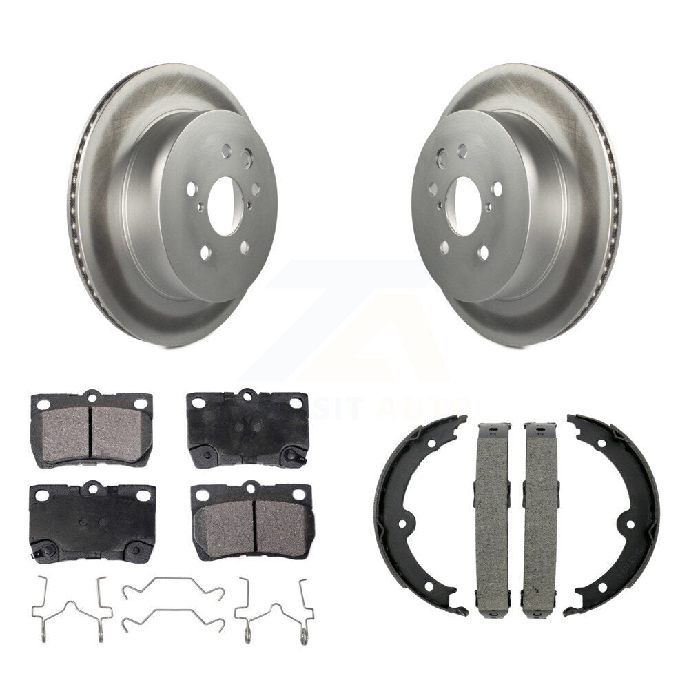 Rear Disc Coated Rotors Semi-Metallic Pads Parking Shoes Kit For Lexus IS250 IS350 GS350 KGF-103494