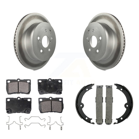 Rear Disc Coated Rotors Semi-Metallic Pads Parking Shoes Kit For Lexus IS250 IS350 GS350 KGF-103494