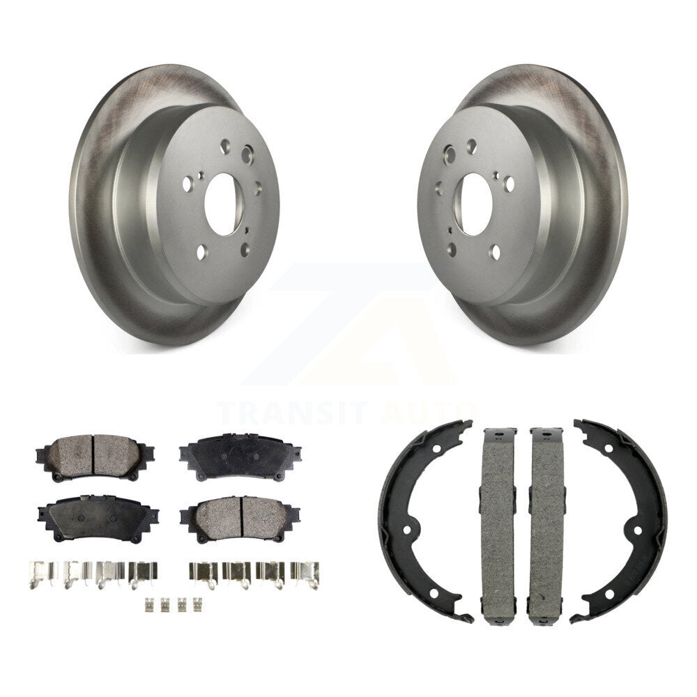 Rear Disc Coated Rotors Semi-Metallic Pads And Parking Brake Shoes Kit For Lexus IS250 KGF-103495