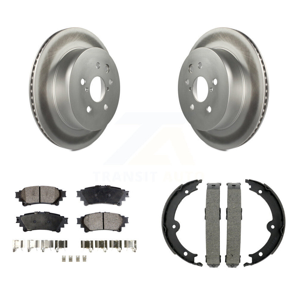Rear Disc Coated Rotors Semi-Metallic Pads Parking Brake Shoes Kit For Lexus IS350 IS250 KGF-103496