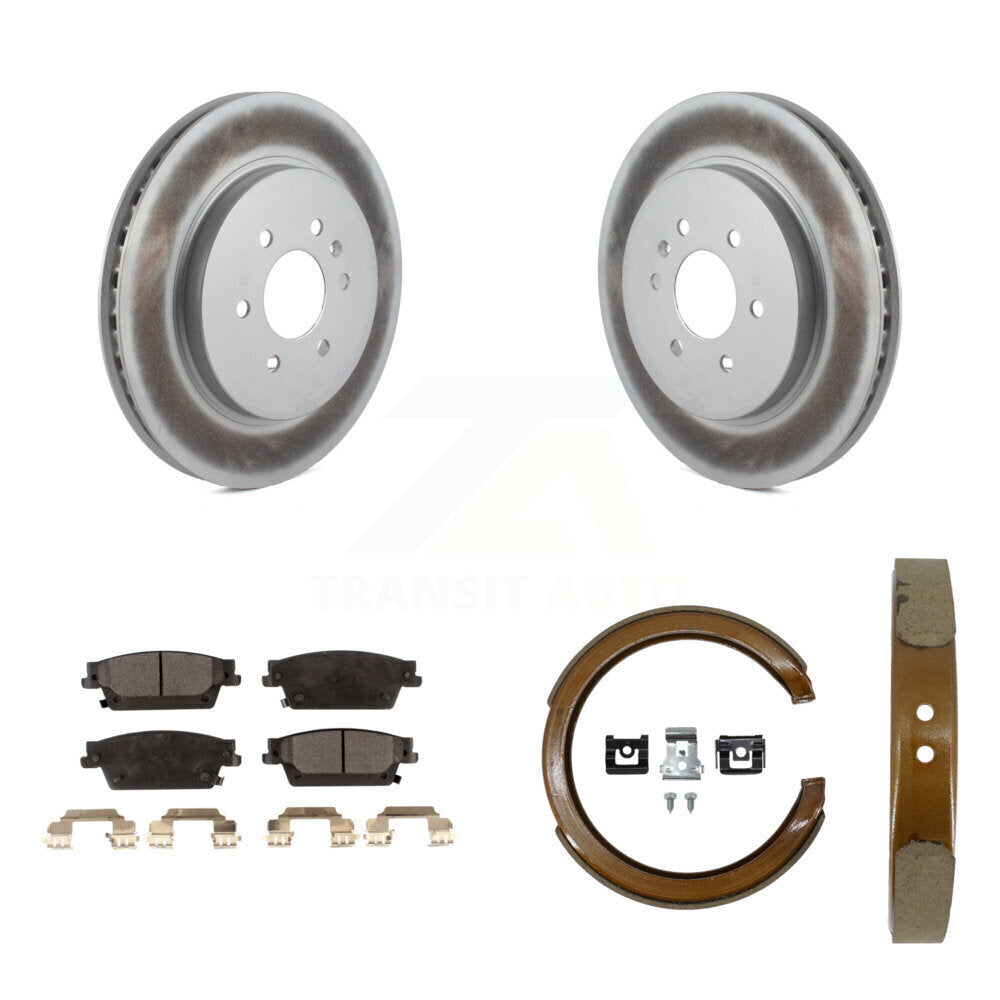 Rear Disc Coated Rotors Semi-Metallic Pads And Parking Brake Shoes Kit For Cadillac SRX KGF-103502