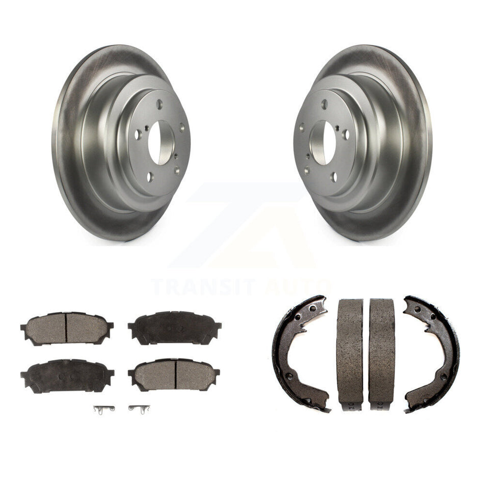 Rear Disc Coated Rotors Semi-Metallic Pads Parking Shoes Kit For Subaru Impreza Forester KGF-103503