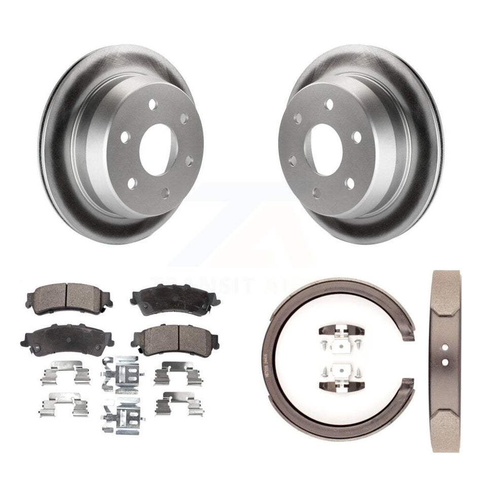 Rear Disc Coated Rotors Semi-Metallic Pads Parking Shoes Kit For Chevrolet GMC Silverado KGF-103516