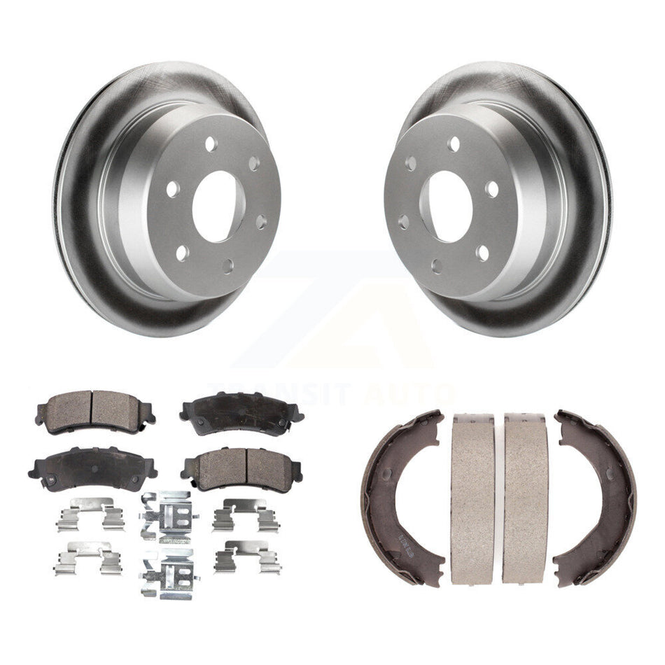 Rear Disc Coated Rotors Semi-Metallic Pads Parking Shoes Kit For Chevrolet Silverado 1500 KGF-103519