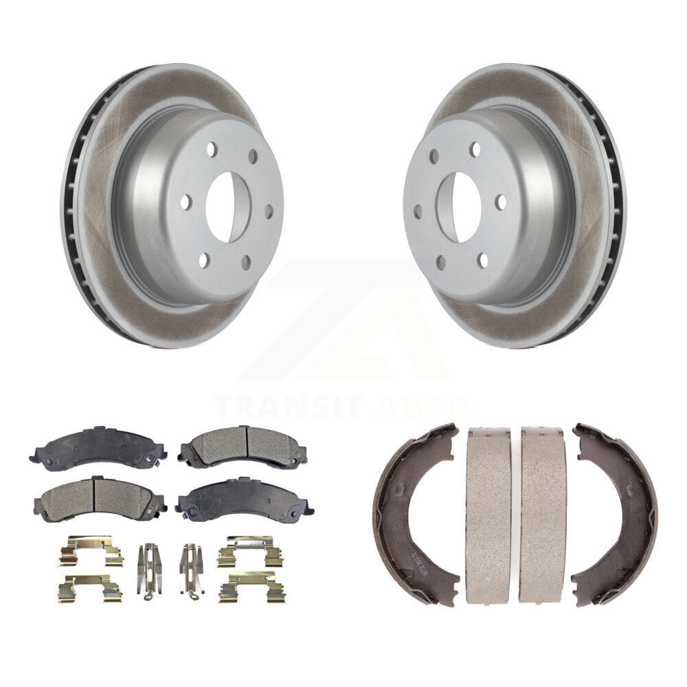 Rear Disc Coated Rotors Semi-Metallic Pads Parking Shoes Kit For Chevrolet Silverado 1500 KGF-103520