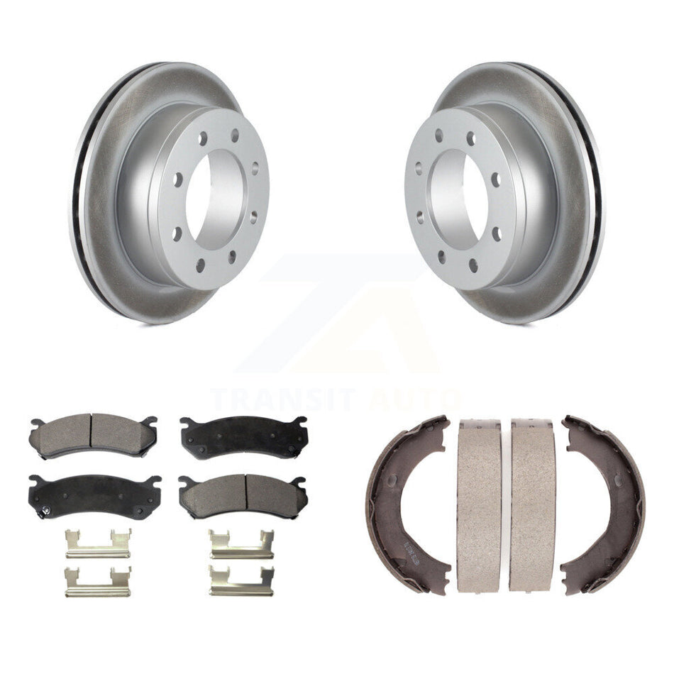 Rear Disc Coated Rotors Semi-Metallic Pads Parking Shoes Kit For Chevrolet GMC Silverado KGF-103523