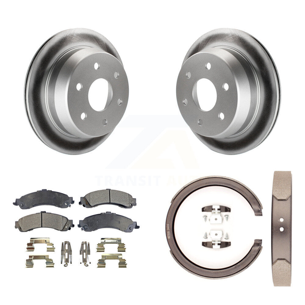 Rear Disc Coated Rotors Semi-Metallic Pads Parking Shoes Kit For Chevrolet Suburban 1500 KGF-103525