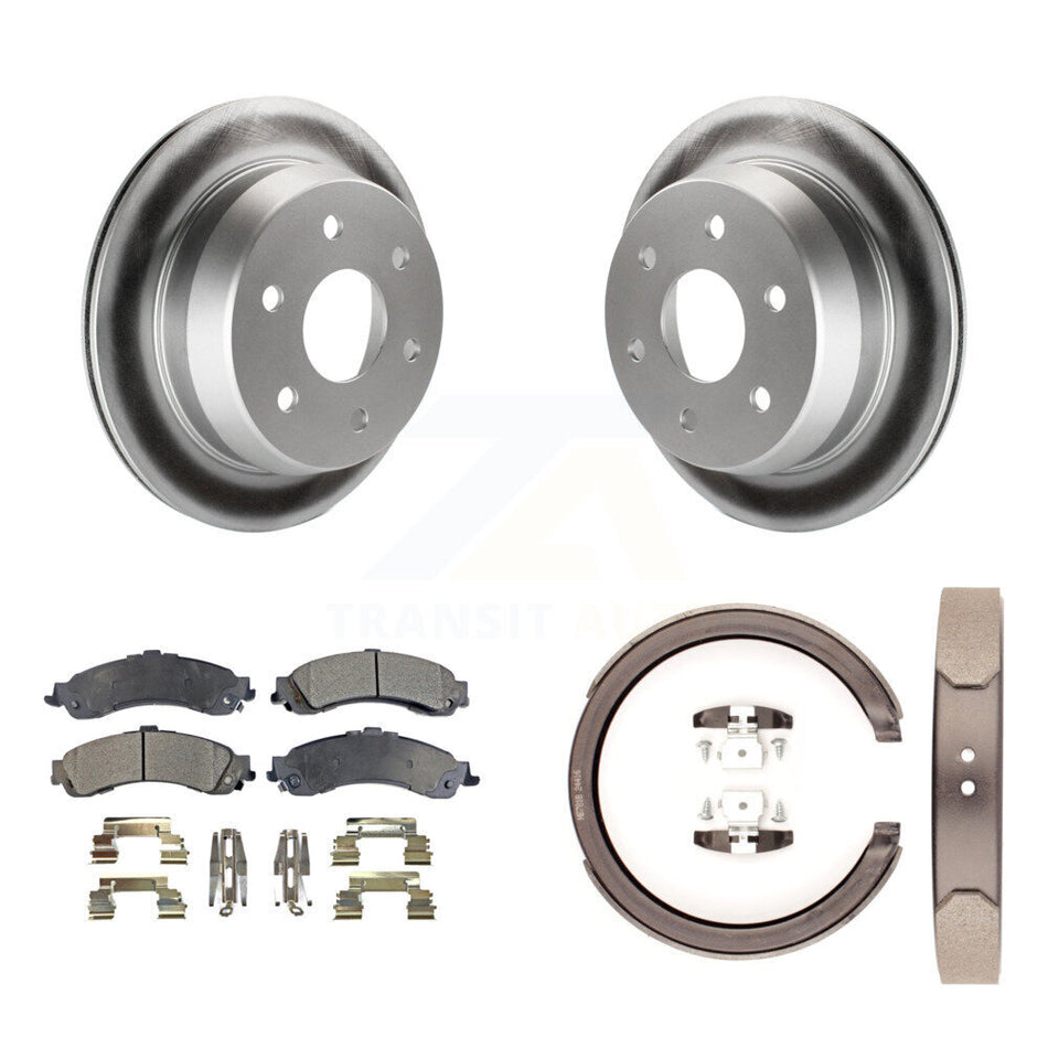 Rear Disc Coated Rotors Semi-Metallic Pads Parking Shoes Kit For Chevrolet Suburban 1500 KGF-103525