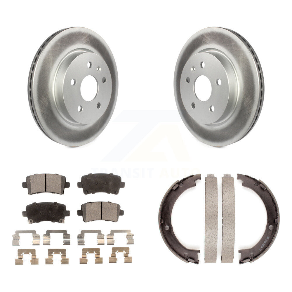 Rear Disc Coated Rotors Semi-Metallic Pads And Parking Brake Shoes Kit For Cadillac XTS KGF-103536