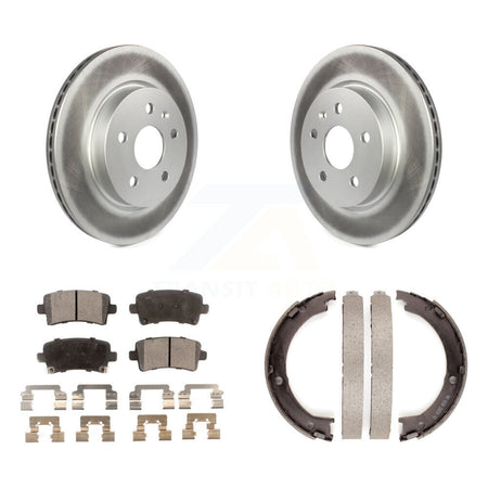 Rear Disc Coated Rotors Semi-Metallic Pads And Parking Brake Shoes Kit For Cadillac XTS KGF-103536