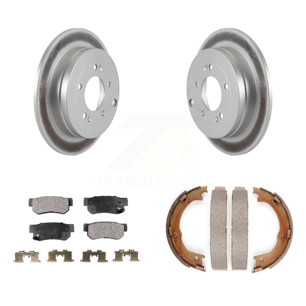 Rear Disc Coated Rotors Semi-Metallic Pads And Parking Brake Shoes Kit For Hyundai Azera KGF-103537