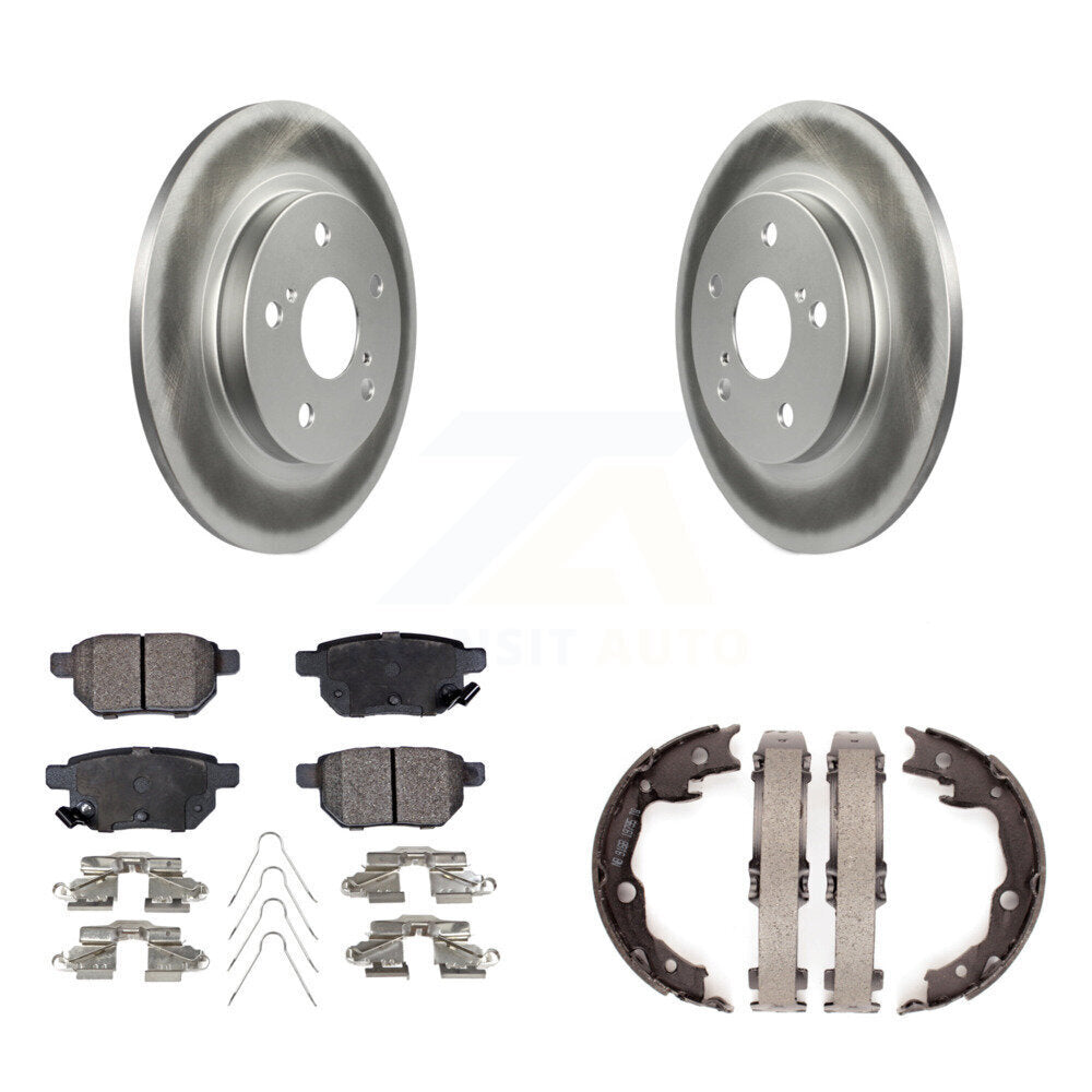 Rear Disc Coated Rotors Semi-Metallic Pads & Parking Shoes Kit For Toyota Matrix Pontiac KGF-103546