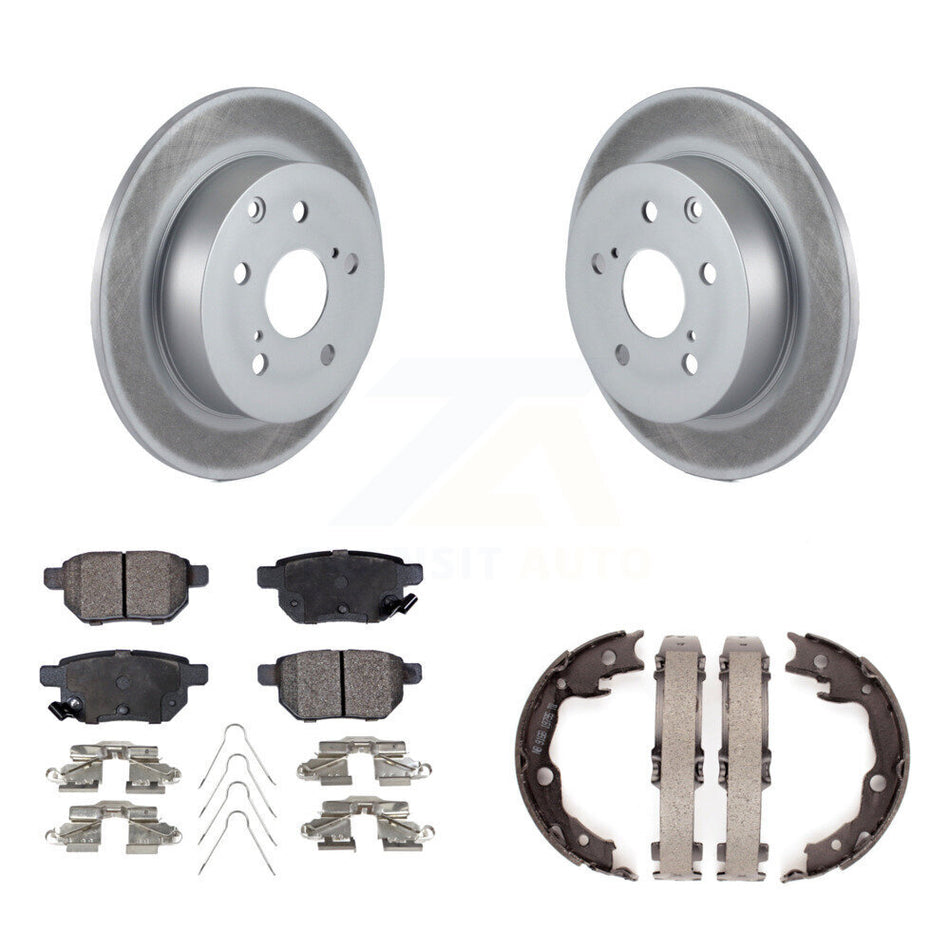 Rear Disc Coated Rotors Semi-Metallic Pads & Parking Shoes Kit For 2010 Toyota Matrix XRS KGF-103547