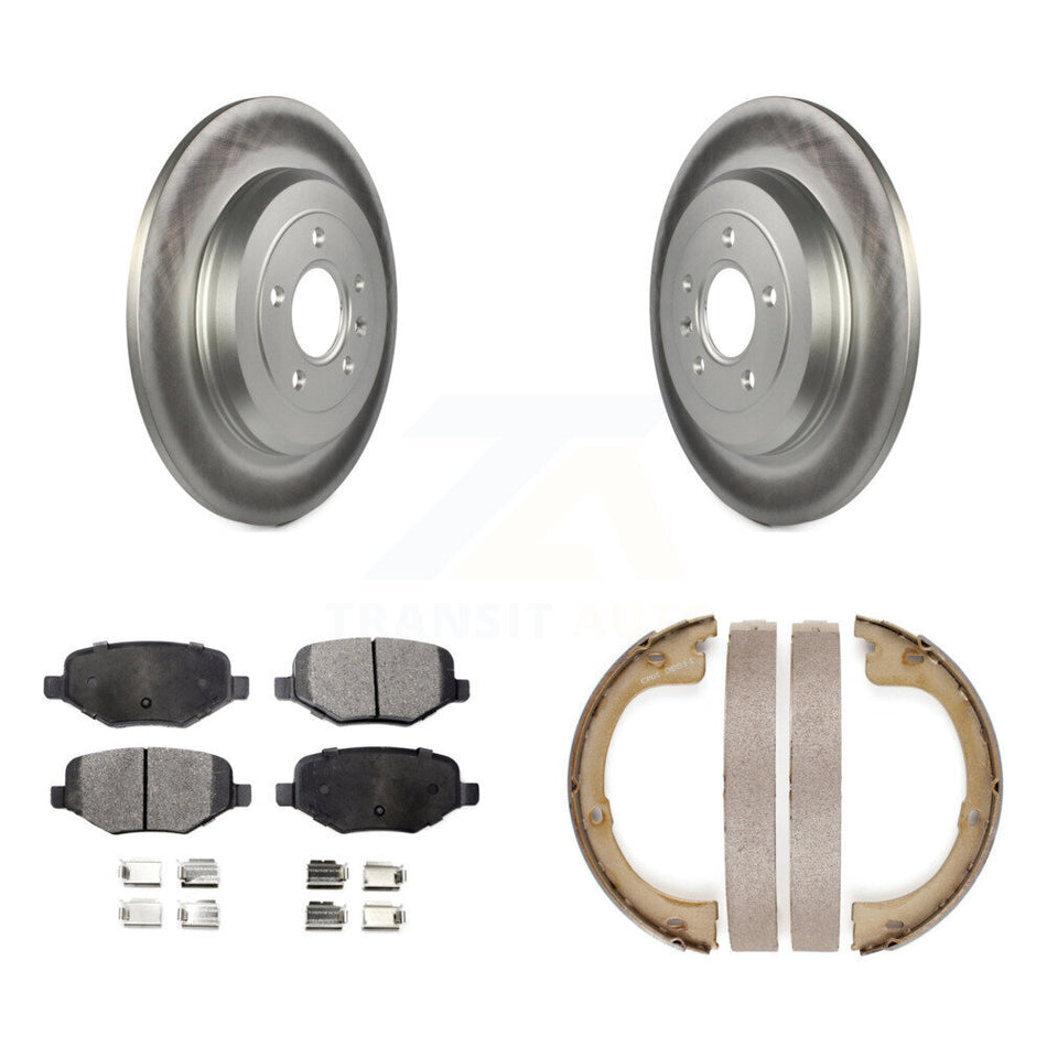 Rear Disc Coated Rotors Semi-Metallic Pads And Parking Brake Shoes Kit For Lincoln MKT KGF-103551
