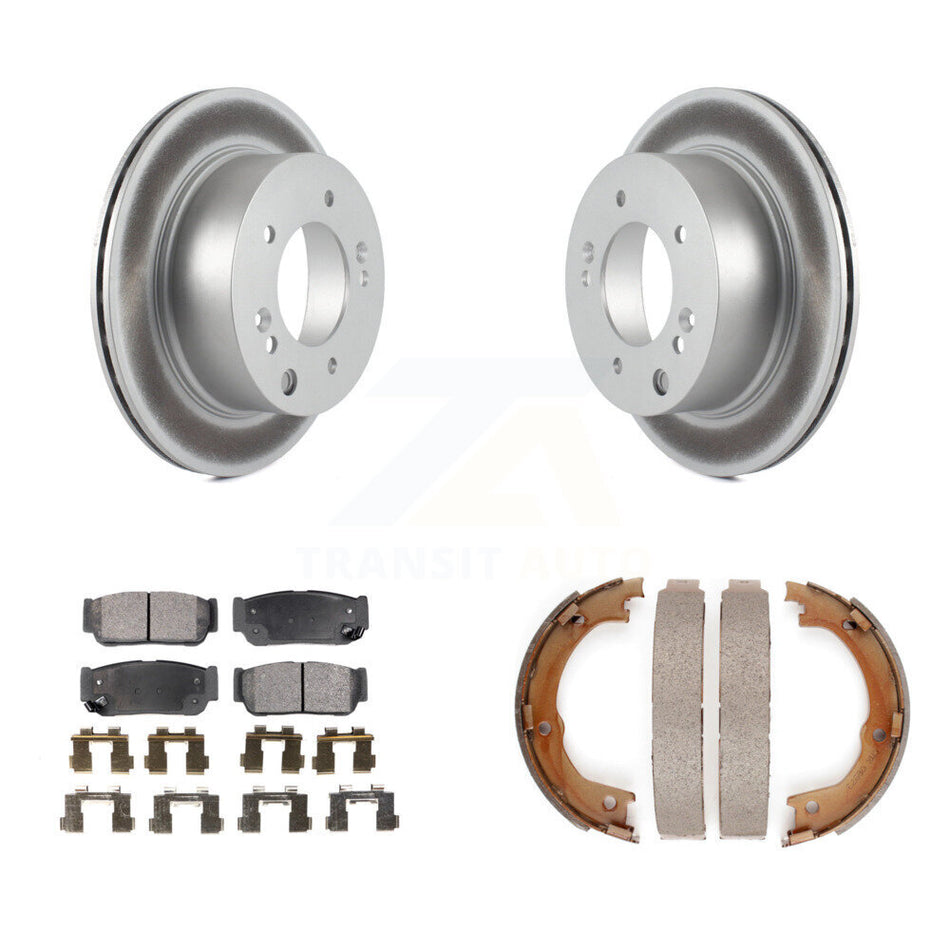 Rear Disc Coated Rotors Semi-Metallic Pads & Parking Shoes Kit For 2003-2006 Kia Sorento KGF-103558
