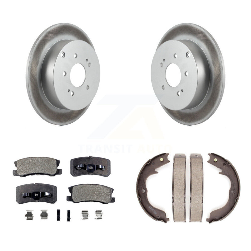 Rear Disc Coated Rotors Semi-Metallic Pads And Parking Shoes Kit For Mitsubishi Endeavor KGF-103569