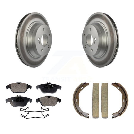 Rear Disc Coated Rotors Semi-Metallic Pads Parking Shoes Kit For Mercedes-Benz E350 E400 KGF-103574