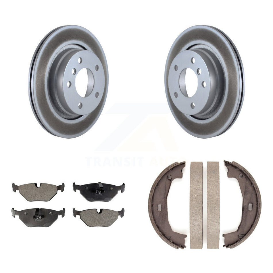 Rear Disc Coated Rotors Semi-Metallic Pads And Parking Shoes Kit For BMW 325i 325Ci 323Ci KGF-103577