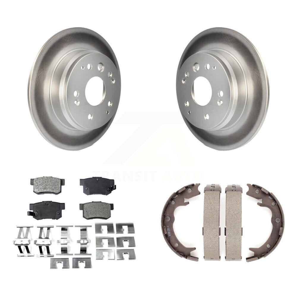 Rear Disc Coated Rotors Semi-Metallic Pads & Parking Shoes Kit For Acura TL Honda Element KGF-103578