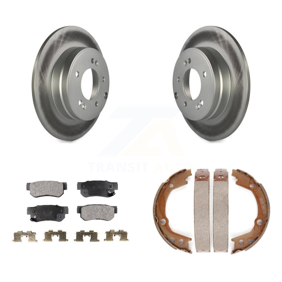 Rear Disc Coated Rotors Semi-Metallic Pads And Parking Shoes Kit For Hyundai Sonata 3.3L KGF-103584