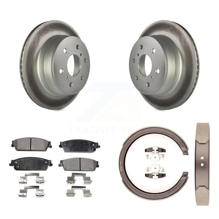 Rear Disc Coated Rotors Semi-Metallic Pads Parking Shoes Kit For Chevrolet GMC Sierra XL KGF-103587