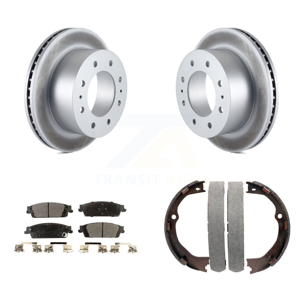 Rear Disc Coated Rotors Semi-Metallic Pads Parking Brake Shoes Kit For Chevrolet Suburban KGF-103588