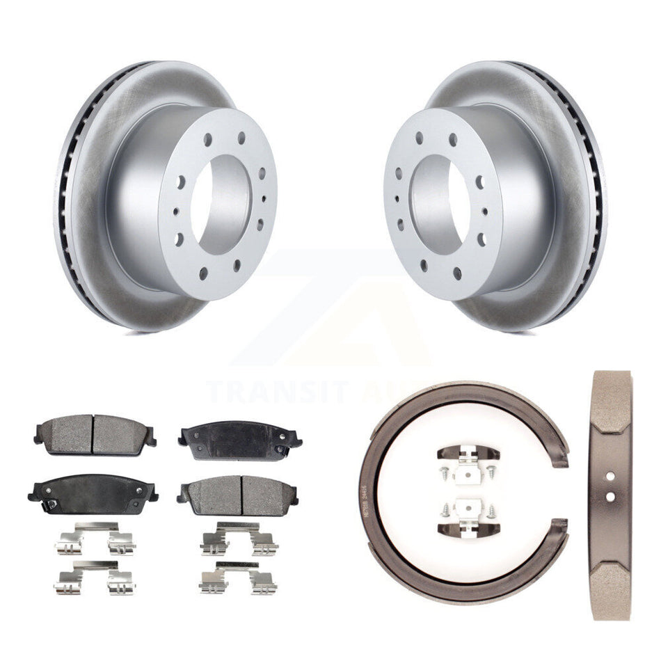 Rear Disc Coated Rotors Semi-Metallic Pads Parking Shoes Kit For Chevrolet Silverado 1500 KGF-103589