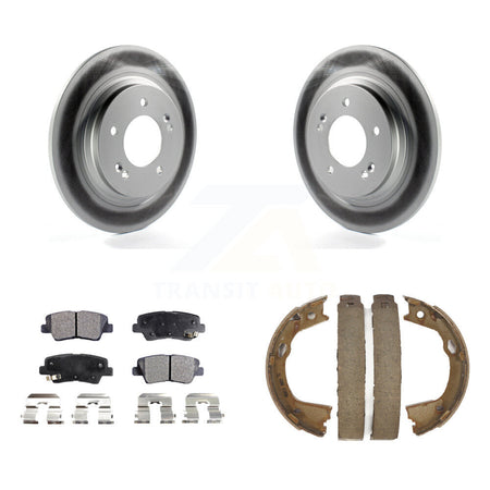 Rear Disc Coated Rotors Semi-Metallic Pads And Parking Brake Shoes Kit For Kia Optima KGF-103595