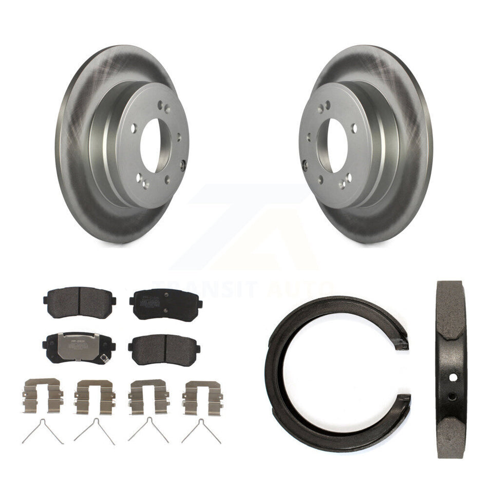 Rear Disc Coated Rotors Semi-Metallic Pads And Parking Brake Shoes Kit For Kia Optima KGF-103598