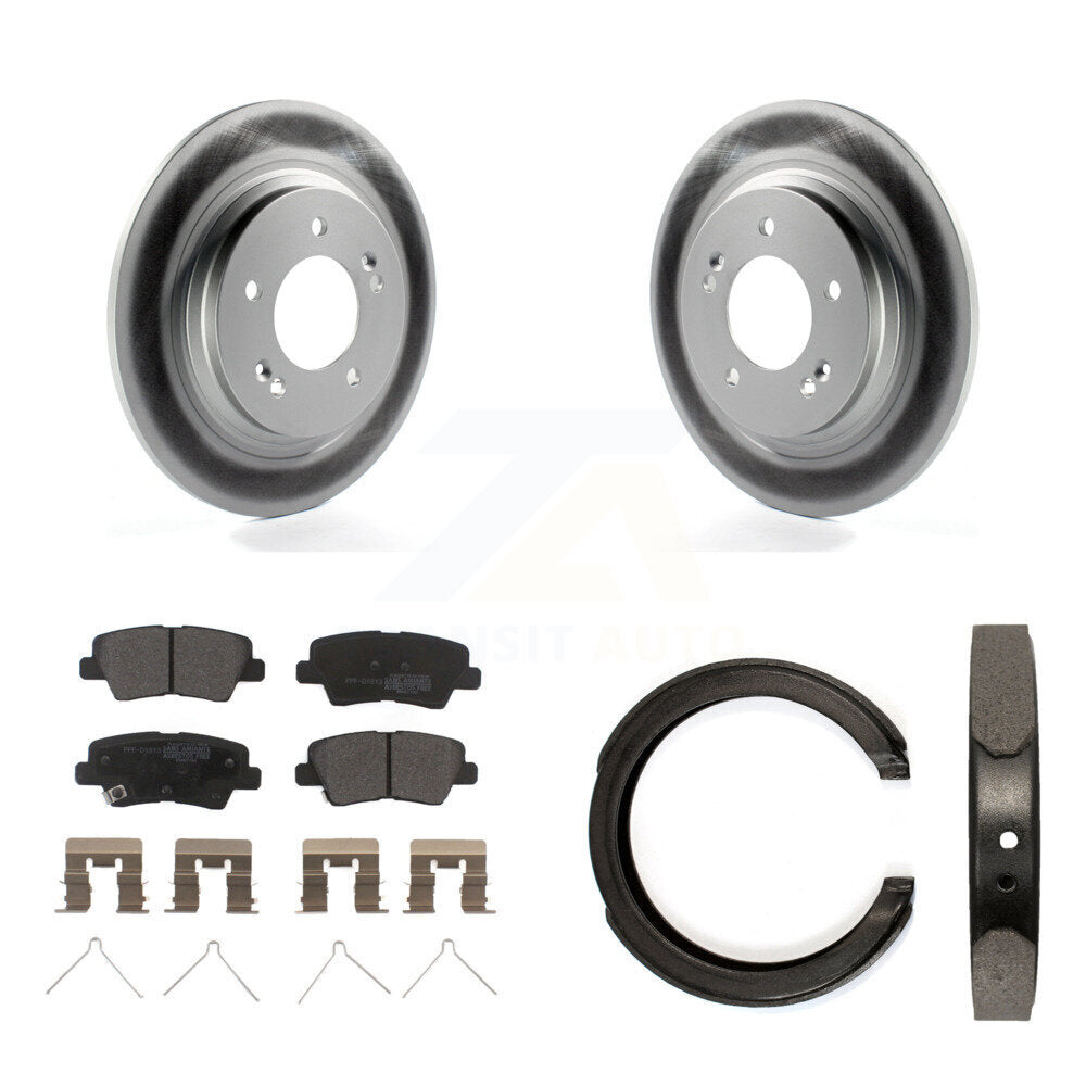 Rear Disc Coated Rotors Semi-Metallic Pads And Parking Brake Shoes Kit For Kia Optima KGF-103600