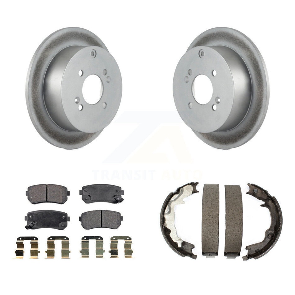 Rear Disc Coated Rotors Semi-Metallic Pads Parking Shoes Kit For Hyundai Accent Kia Rio5 KGF-103601