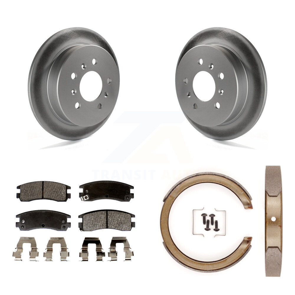 Rear Disc Coated Rotors Semi-Metallic Pads Parking Shoes Kit For Chevrolet Impala Pontiac KGF-103605