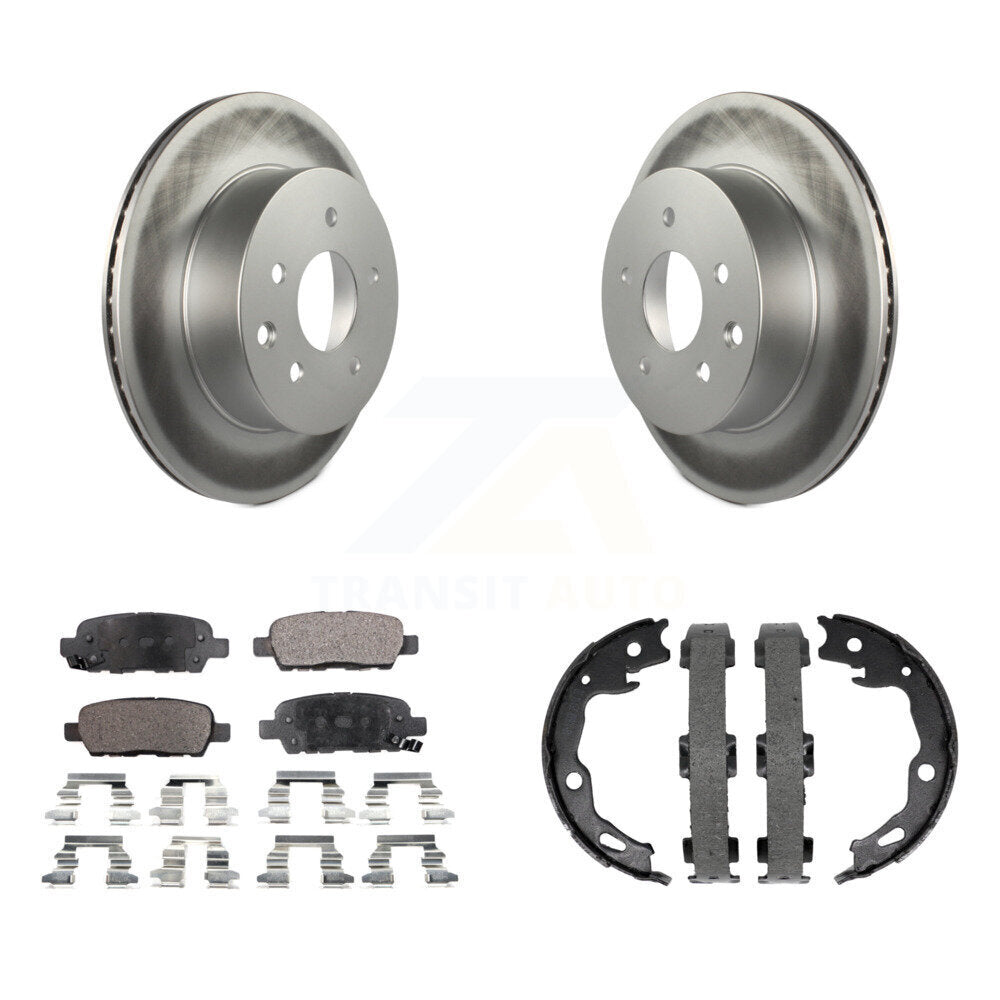 Rear Disc Coated Rotors Semi-Metallic Pads Parking Brake Shoes Kit For Nissan Rogue Sport KGF-103606