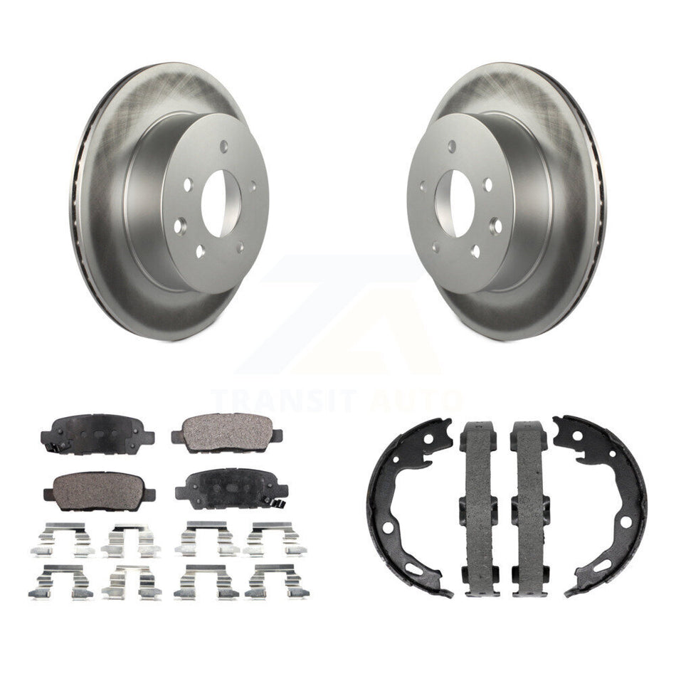 Rear Disc Coated Rotors Semi-Metallic Pads Parking Brake Shoes Kit For Nissan Rogue Sport KGF-103606