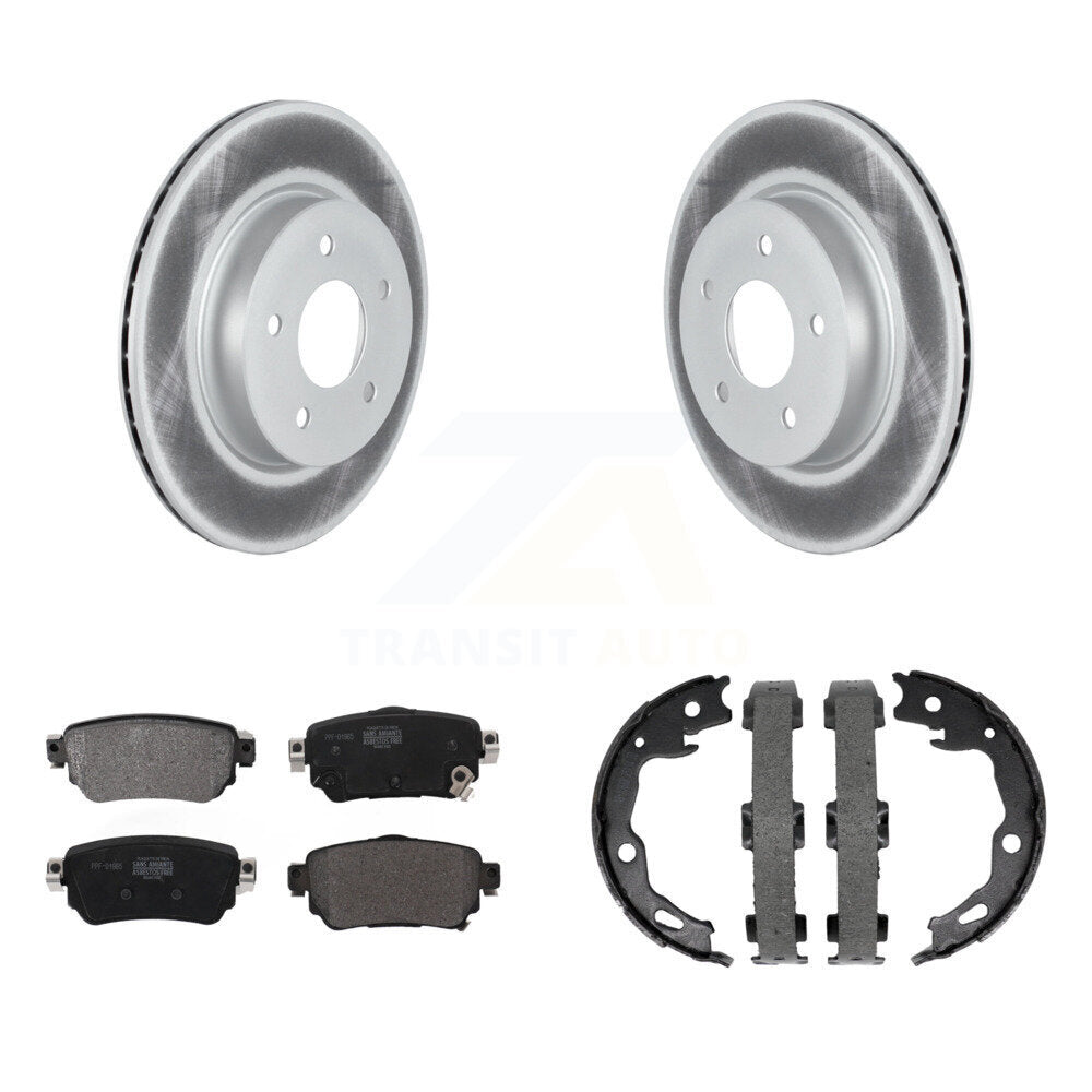 Rear Disc Coated Rotors Semi-Metallic Pads Parking Brake Shoes Kit For Nissan Rogue Sport KGF-103607