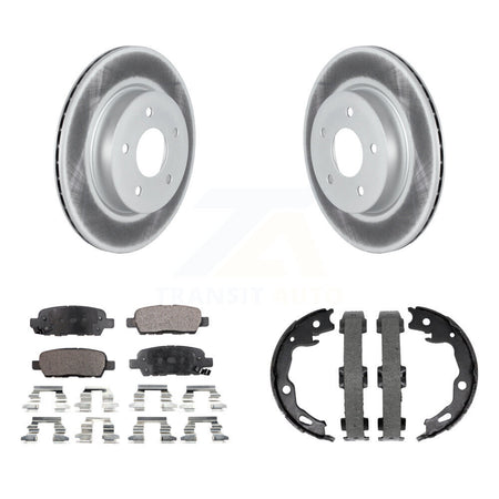 Rear Disc Coated Rotors Semi-Metallic Pads And Parking Shoes Kit For Nissan Qashqai Rogue KGF-103609